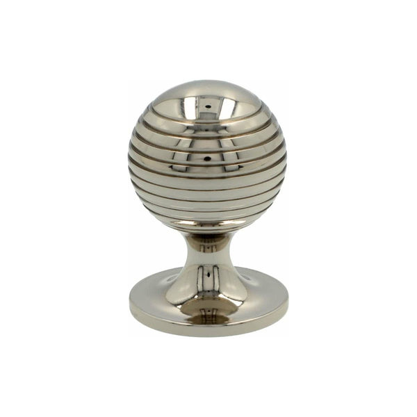 Alexander and Wilks - Caesar Cupboard Knob on Round Rose - Polished Nickel - 38mm - AW832-38-PN - Choice Handles