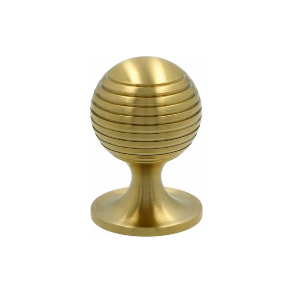 Alexander and Wilks - Caesar Cupboard Knob on Round Rose - Satin Brass PVD - 38mm - AW832-38-SBPVD - Choice Handles