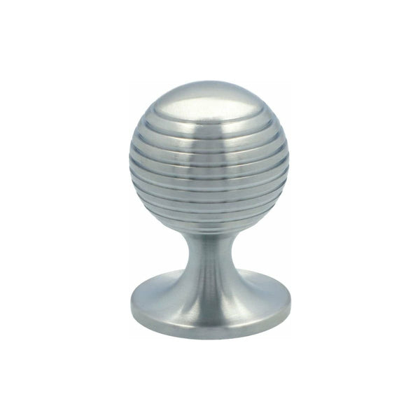 Alexander and Wilks - Caesar Cupboard Knob on Round Rose - Satin Chrome - 38mm - AW832-38-SC - Choice Handles