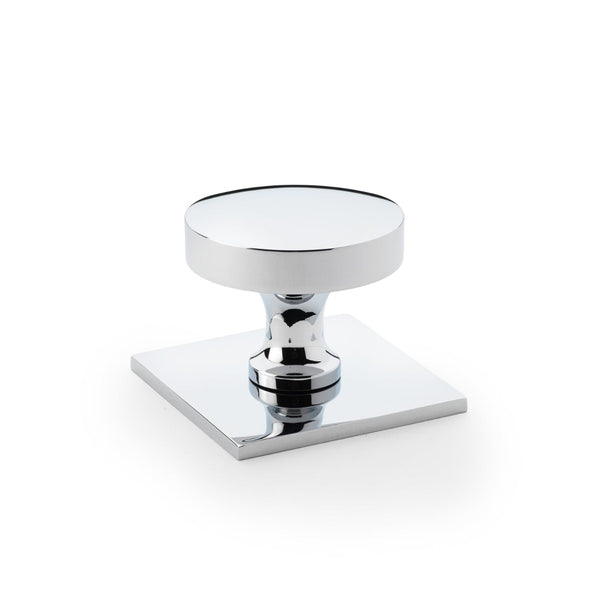 Alexander and Wilks - Bullion Cupboard Knob on Square Backplate - Polished Chrome - AW835-38-PC - Choice Handles