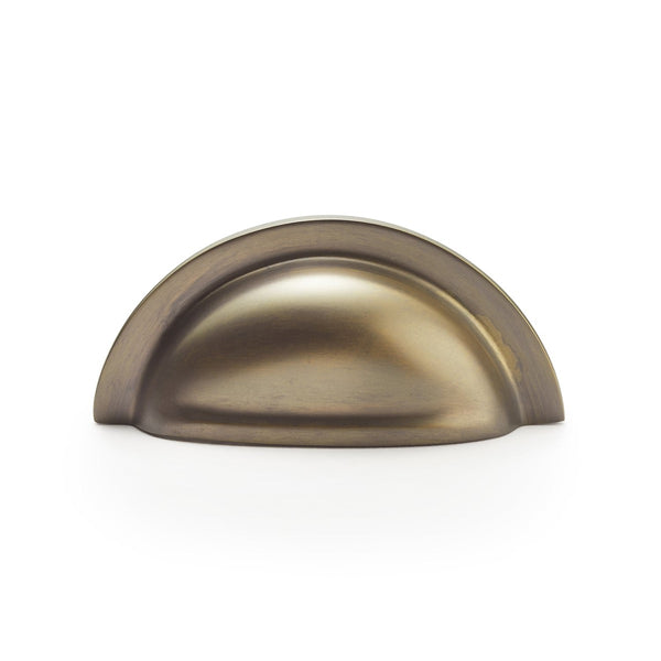 Alexander and Wilks Bardom Ridged Cabinet Cup Pull - Antique Brass - AW903AB - Choice Handles