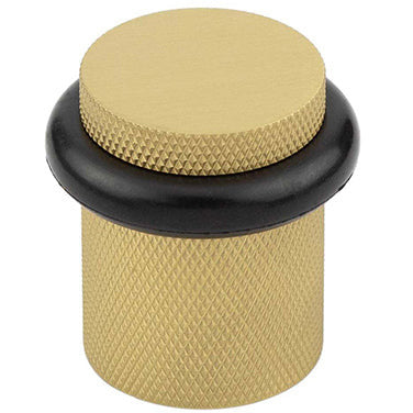 Frelan - Burlington Knurled Floor Mounted Doorstop - Satin Brass - BUR964SB - Choice Handles