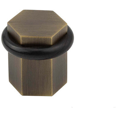 Frelan - Burlington Hexagonal Floor Mounted Doorstop - Antique Brass - BUR965AB - Choice Handles