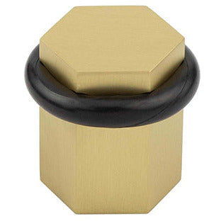 Frelan - Burlington Hexagonal Floor Mounted Doorstop - Satin Brass - BUR965SB - Choice Handles