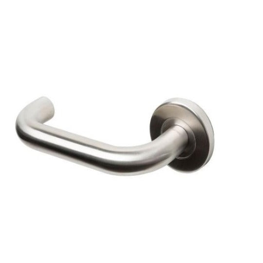 Return To Door Lever On Sprung Rose 22mm - Grade 304 Satin Stainless Steel - Fire Rated - Choice Handles