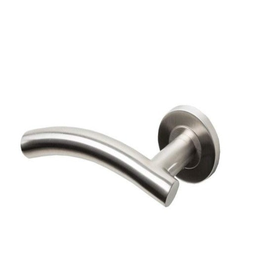 Consort - Arched Return To Door Lever On  Sprung Rose 19mm - Satin Stainless Steel - Choice Handles