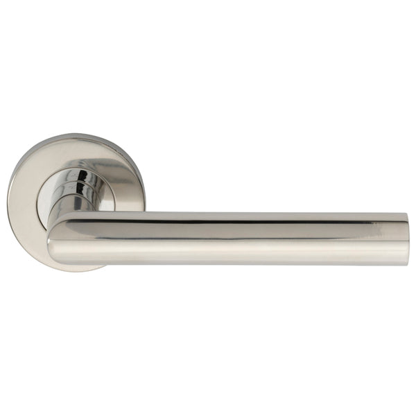 Eurospec - Mitred Round Bar Lever on Sprung Rose - Bright Stainless Steel - CSL1192BSS - Choice Handles