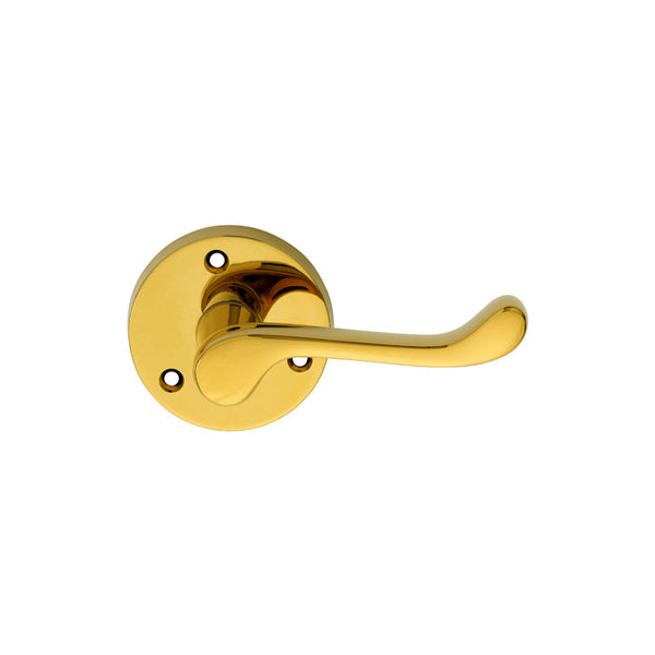 Carlisle Brass - Victorian Scroll Lever on Round Rose - Polished Brass - DL56 - Choice Handles