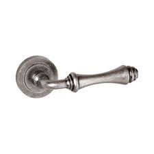 Atlantic - Old English Durham Lever on Round Rose - Distressed Silver - OE127DS - Choice Handles