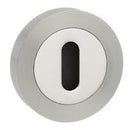 Atlantic Senza Pari Key Escutcheon on Round Rose - Satin Nickel/Chrome Polished - SPMESCKSNCP - Choice Handles