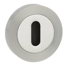 Atlantic Senza Pari Key Escutcheon on Round Rose - Satin Nickel/Chrome Polished - SPMESCKSNCP - Choice Handles