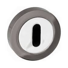 Atlantic STATUS Key Escutcheon on Round Rose - Black Nickel/Polished Chrome - S3ESCKRBNPC - Choice Handles