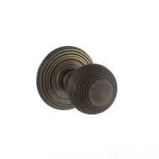 Atlantic Old English Ripon Solid Brass Reeded Mortice Knob on Concealed Fix Rose - Urban Bronze - OE50RMKUB - Choice Handles