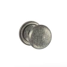 Atlantic Old English Harrogate Solid Brass Mushroom Mortice Knob on Concealed Fix Rose - Distressed Silver - OE58MMKDS - Choice Handles