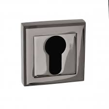 Atlantic STATUS Euro Escutcheon on Square Rose - Black Nickel - S2ESCESBN - Choice Handles