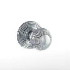 Atlantic Old English Ripon Solid Brass Reeded Mortice Knob on Concealed Fix Rose - Polished Chrome - OE50RMKPC - Choice Handles