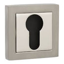 Atlantic Senza Pari Euro Escutcheon on Square Rose - Satin Nickel/Polished Nickel - SPCESCESNNP - Choice Handles