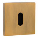 Atlantic Senza Pari Key Escutcheon on Flush Square Rose - Weathered Antique Bronze - SPESCKWAB - Choice Handles