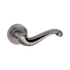 Atlantic - Old English Colchester Lever on Round Rose - Distressed Silver - OE177DS - Choice Handles