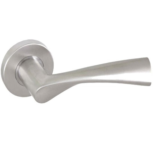 Consort - Propeller Return To Door Lever On 8mm Sprung Rose - Satin Stainless Steel - Choice Handles