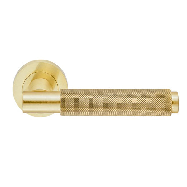 Carlisle Brass - Varese Knurled Lever on Rose - Satin Brass - EUL050SB - Choice Handles