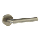 Atlantic - Forme Elle Designer Lever on Minimal Round Rose - Satin Nickel - FMR236SN - Choice Handles