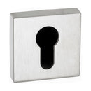 Atlantic Forme Euro Escutcheon on Minimal Square Rose - Satin Chrome - FMSESC - Choice Handles