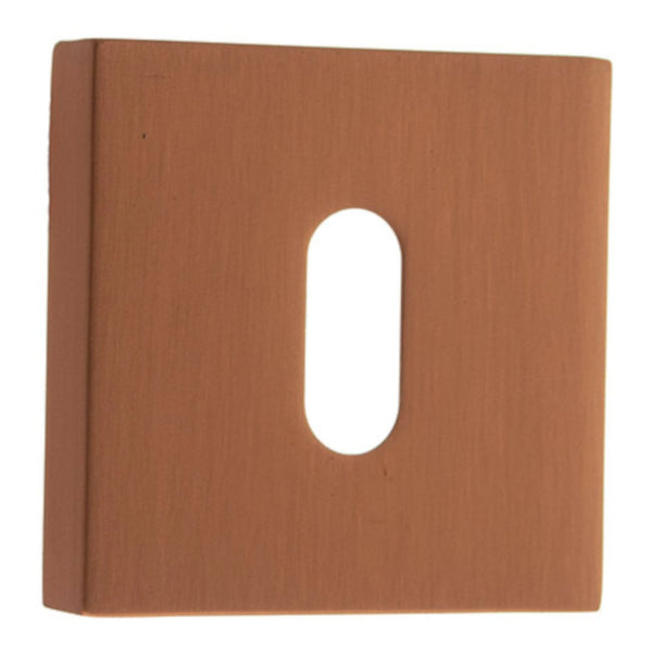 Atlantic Forme Key Escutcheon on Minimal Square Rose - Urban Satin Copper - FMSKUSC - Choice Handles