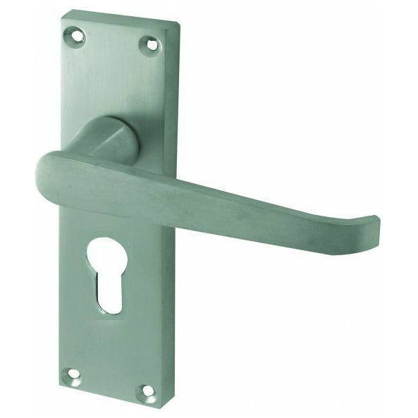 Frelan - Straight Door Handles On Backplate - Euro Profile  - Satin Chrome - JV30ESC - Choice Handles