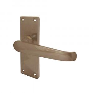 Frelan - Straight Door Handles On Backplate - Latch - Dark Bronze - JV31DB - Choice Handles