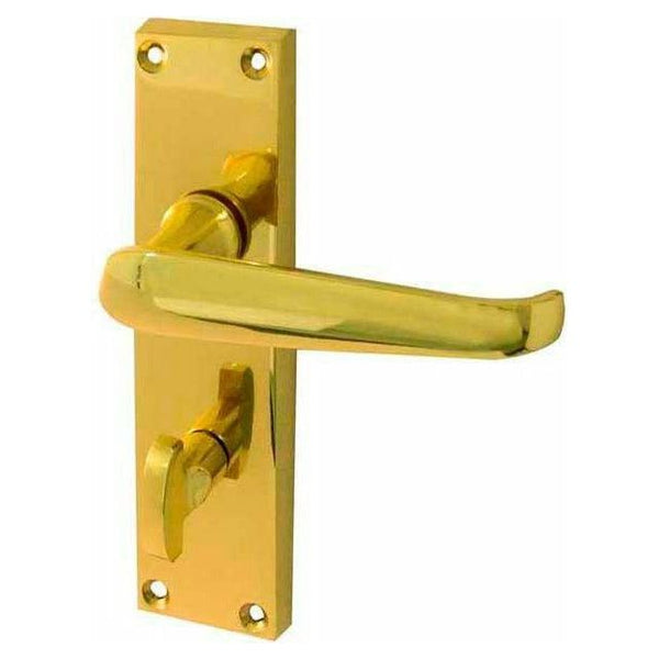 Frelan - Straight Door Handles On Backplate - Bathroom - Polished Brass - JV30BPB - Choice Handles