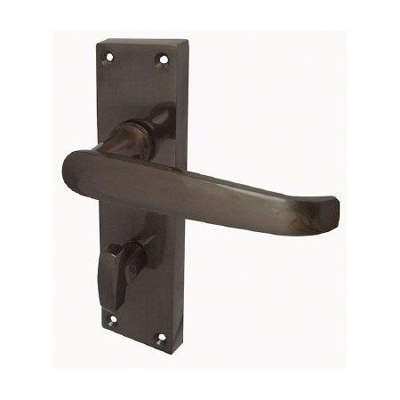 Frelan - Straight Door Handles On Backplate - Bathroom - Dark Bronze - JV30BDB - Choice Handles