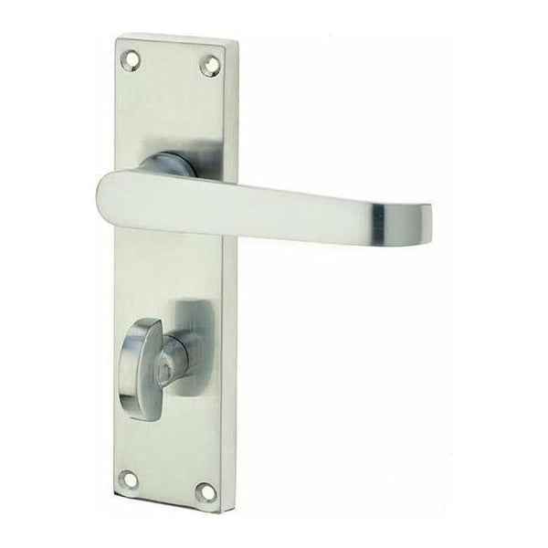 Frelan - Straight Door Handles On Backplate - Bathroom - Satin Chrome - JV30BSC - Choice Handles