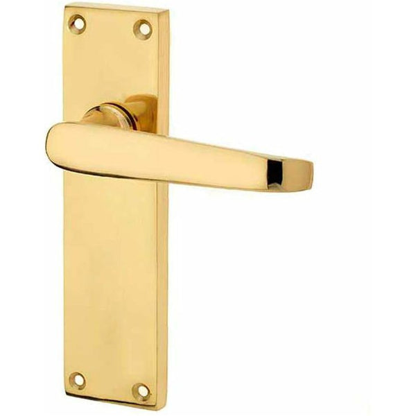 Frelan - Straight Door Handles On Backplate - Latch - Polished Brass - JV31LPB - Choice Handles