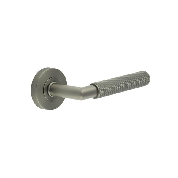 Frelan - Mitred Diamond Knurled Lever on Round Rose - Gun Metal - JGM401 - Choice Handles