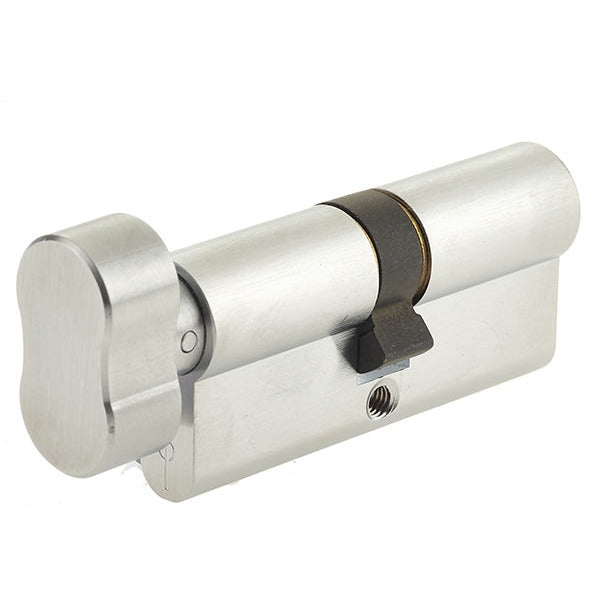 70mm 5 Pin Euro Profile Cylinder & Turn, Keyed to Differ with 3 Keys - Satin Chrome - JL-70EPCTSC - Choice Handles