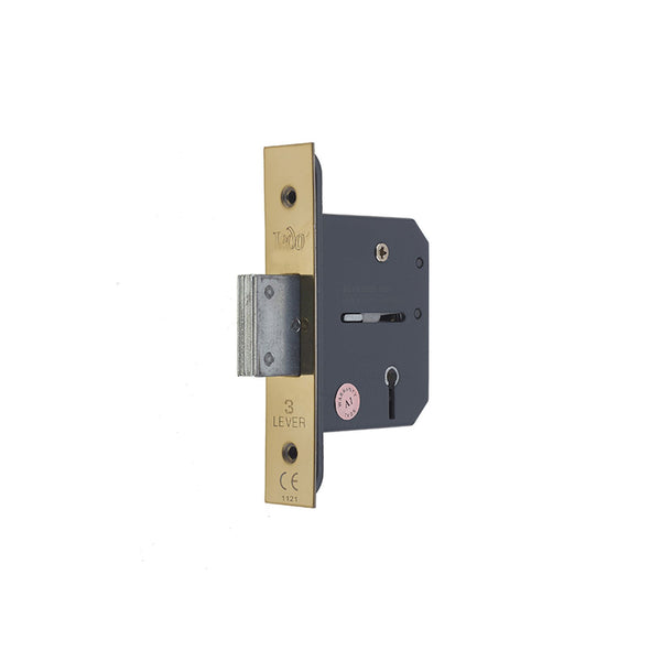 Frelan - 3 Lever Deadlock 76mm - JL1093PVD - PVD Polished Brass - Choice Handles