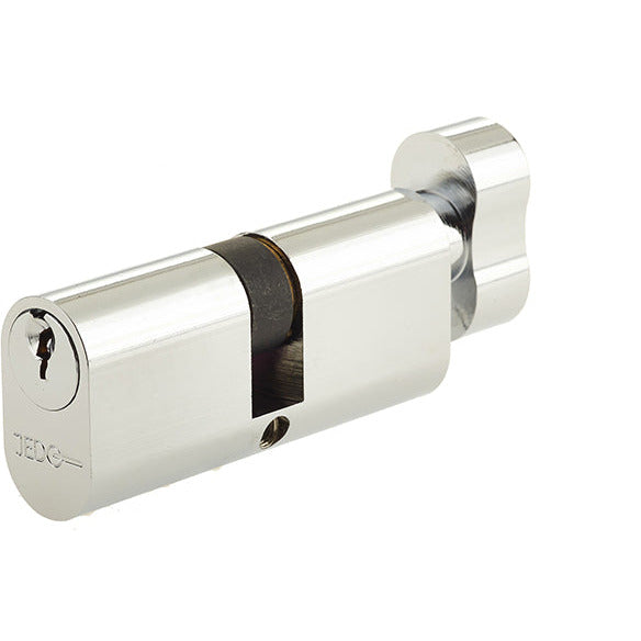 80mm 5 Pin Oval Profile Cylinder & Turn, Keyed to Differ with 3 Keys - Polished Chrome - JL80-OPCTPC - Choice Handles