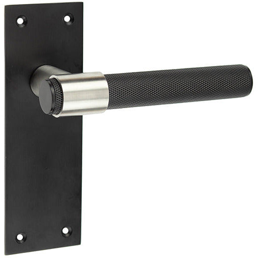 Frelan - Nero T-Bar Knurled Door Handle on Latch Backplate - Matt Black - JMB100 - Choice Handles