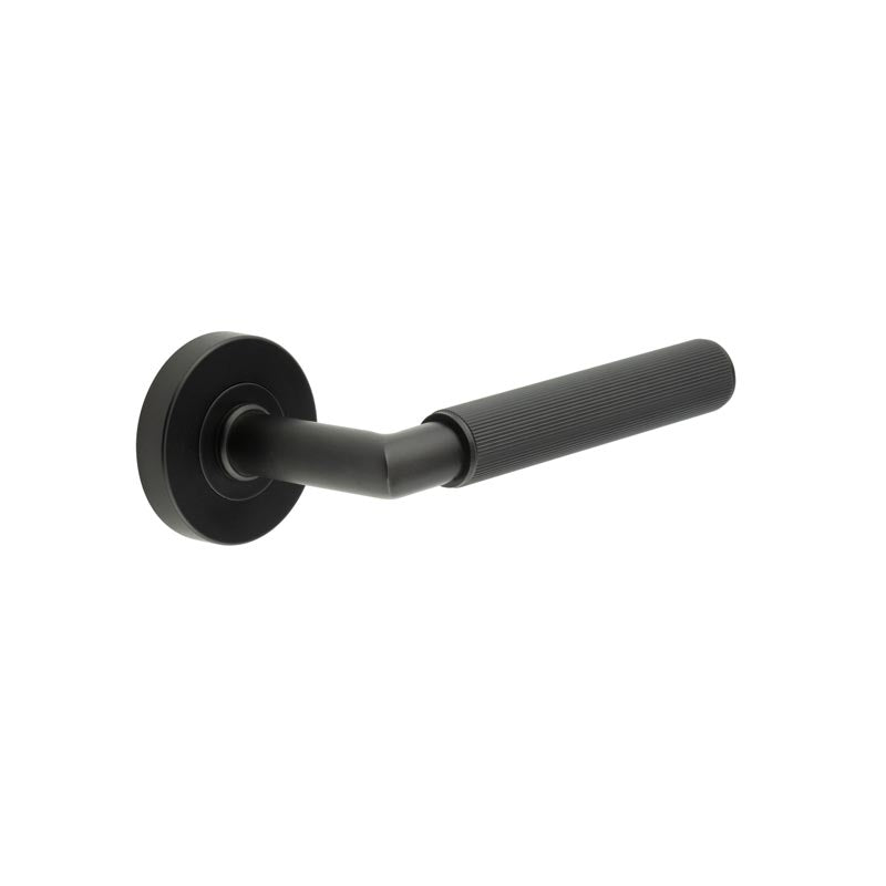 Frelan - Linear Knurled Lever on Rose - Matt Black - JMB402 - Choice Handles