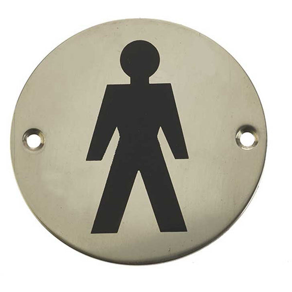 Frelan - 75mm dia, Male Symbol Sign - Polished Stainless Steel - JS102PSS - Choice Handles