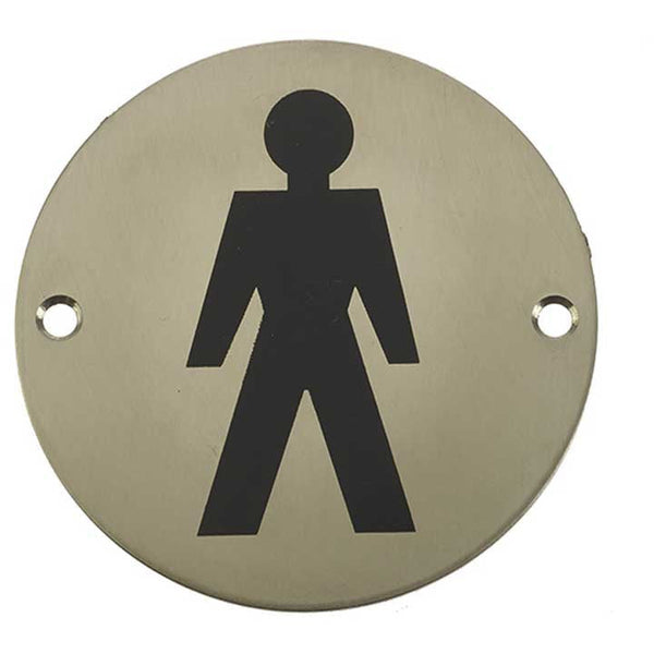 Frelan - 75mm dia, Male Symbol Sign - Satin Stainless Steel - JS102SSS - Choice Handles