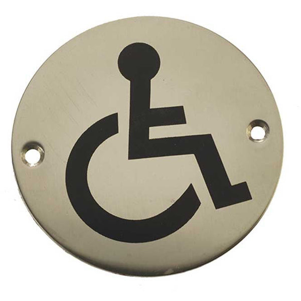 Frelan - 75mm dia, Disabled Symbol Sign - Polished Stainless Steel - JS104PSS - Choice Handles