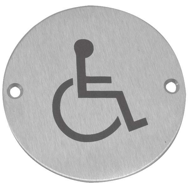 Frelan - 75mm dia, Disabled Symbol Sign - Satin Stainless Steel - JS104SSS - Choice Handles