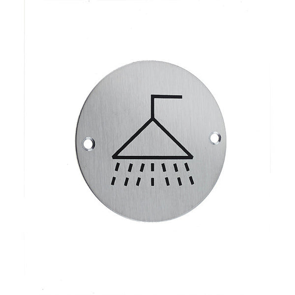 Frelan - 75mm dia, Shower Symbol Sign - Polished Stainless Steel - JS106PSS - Choice Handles