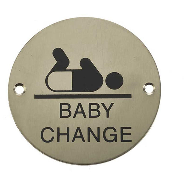 Frelan - 75mm dia, Baby Change Symbol Sign - Satin Stainless Steel - JS107SSS - Choice Handles