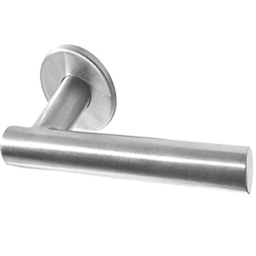 Frelan - Atlanta Door Handles On Round Rose  - Grade 304 Satin Stainless Steel - JSS412 - Choice Handles