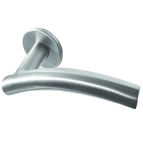 Frelan - Arched Door Handles On Round Rose  - Grade 304 Satin Stainless Steel - JSS407 - Choice Handles