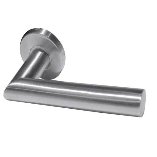 Frelan Hardware - Julian Door Handles On Round Rose  - Grade 304 Satin Stainless Steel - JSS402 - Choice Handles