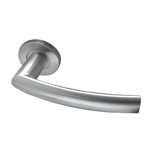 Frelan Hardware - Luma Door Handles On Round Rose  - Grade 304 Satin Stainless Steel - JSS380 - Choice Handles